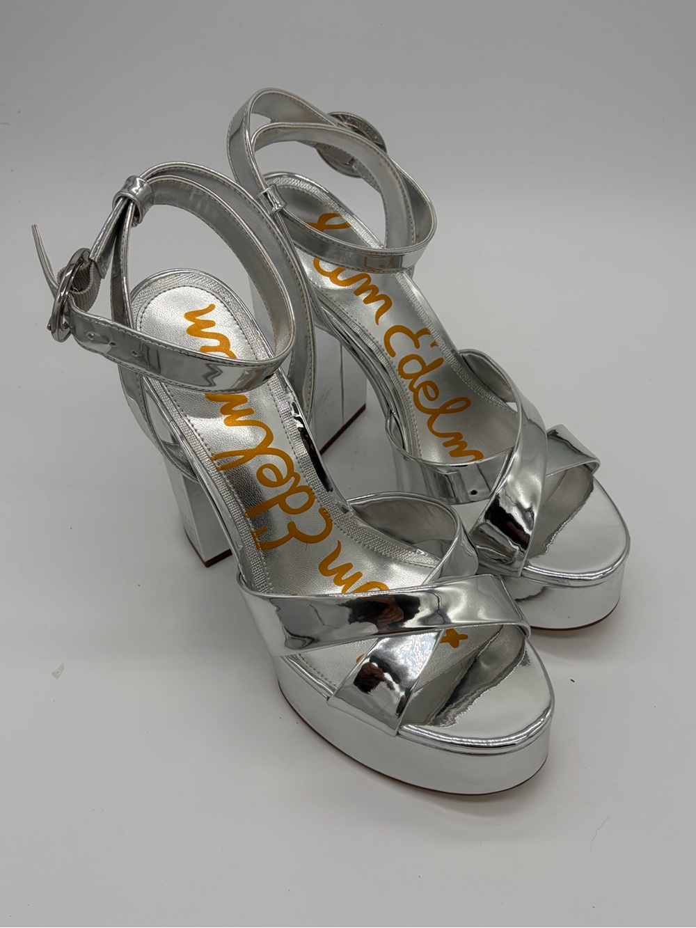 Sam Edelman Metallic Silver Platform Sandals